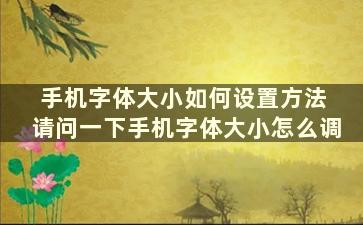 手机字体大小如何设置方法 请问一下手机字体大小怎么调